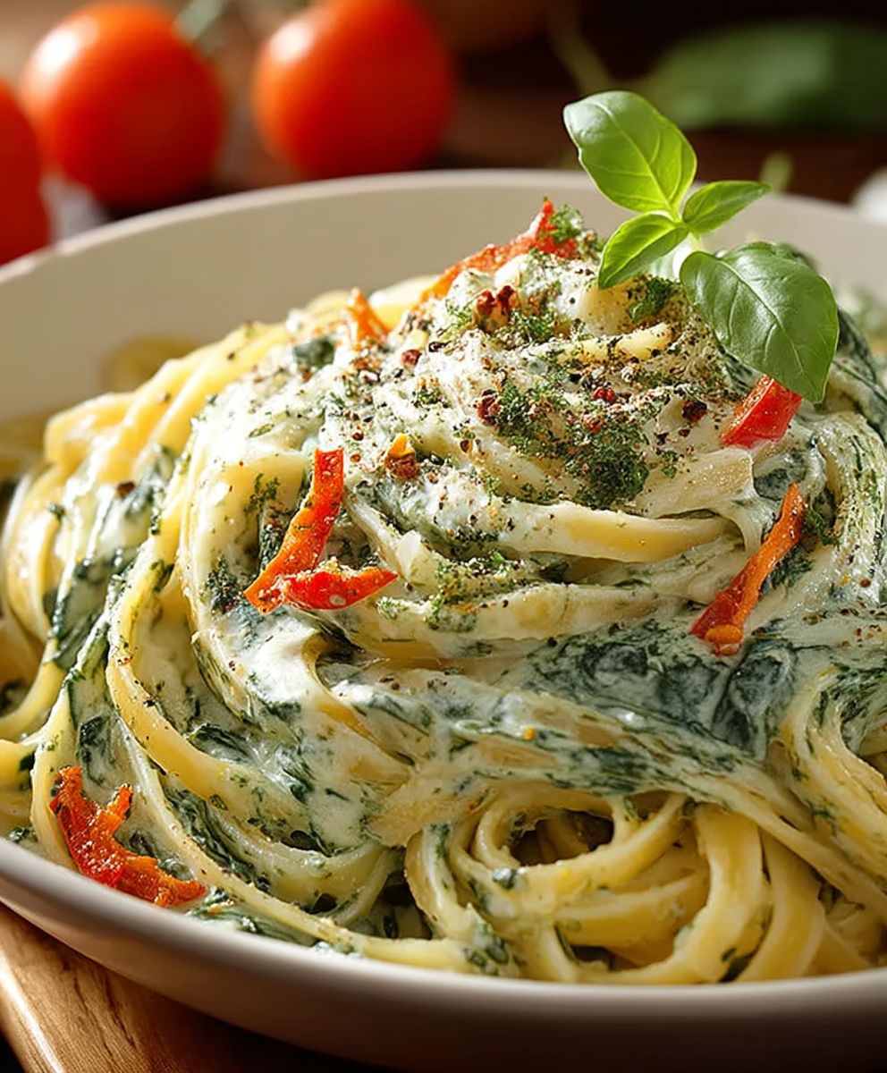 Spinat Pasta cremige Sauce