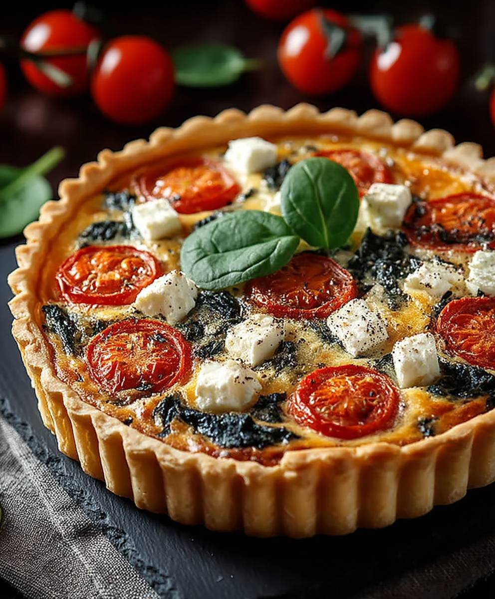Tomaten Feta Quiche Spinat