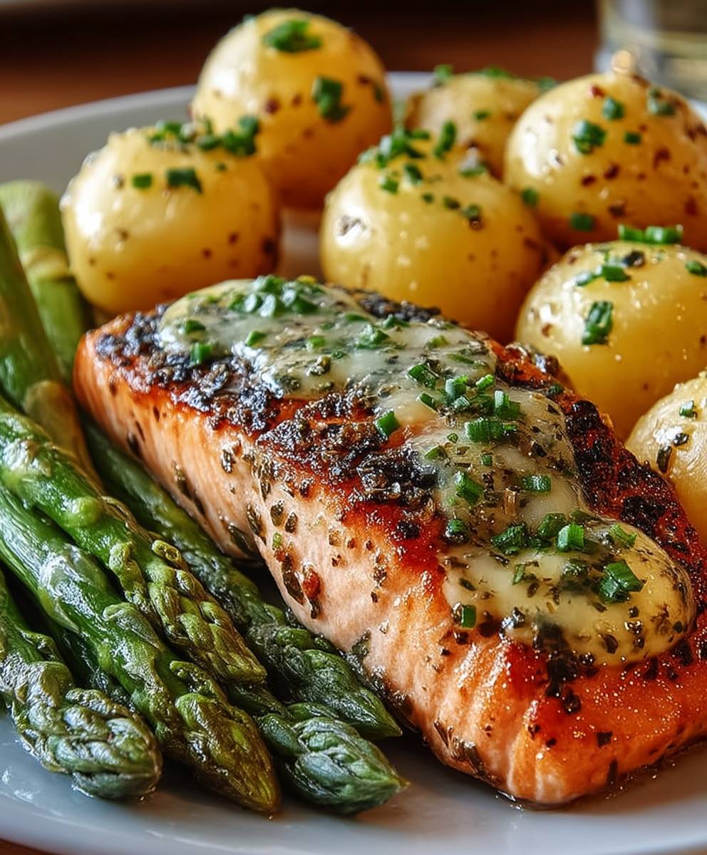 Gebackener Lachs mit Spargel