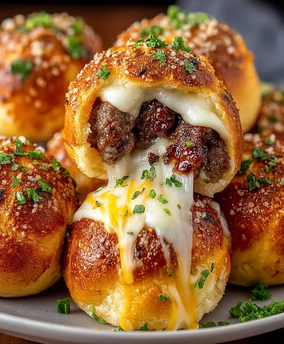 Knoblauch Parmesan Cheeseburger Bomben