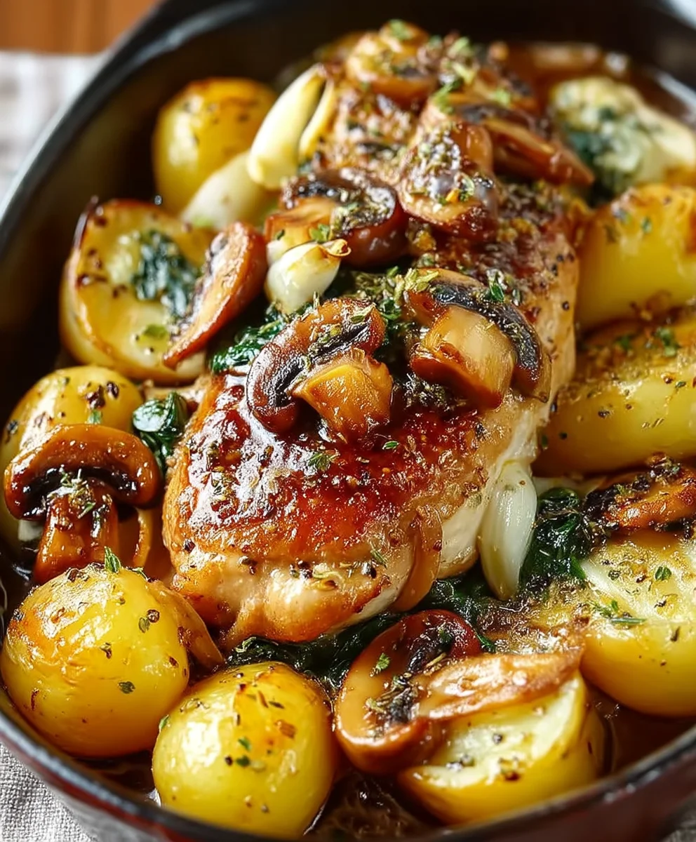 Spinat Hähnchen: Unglaubliche Knoblauchsauce mit Champignons