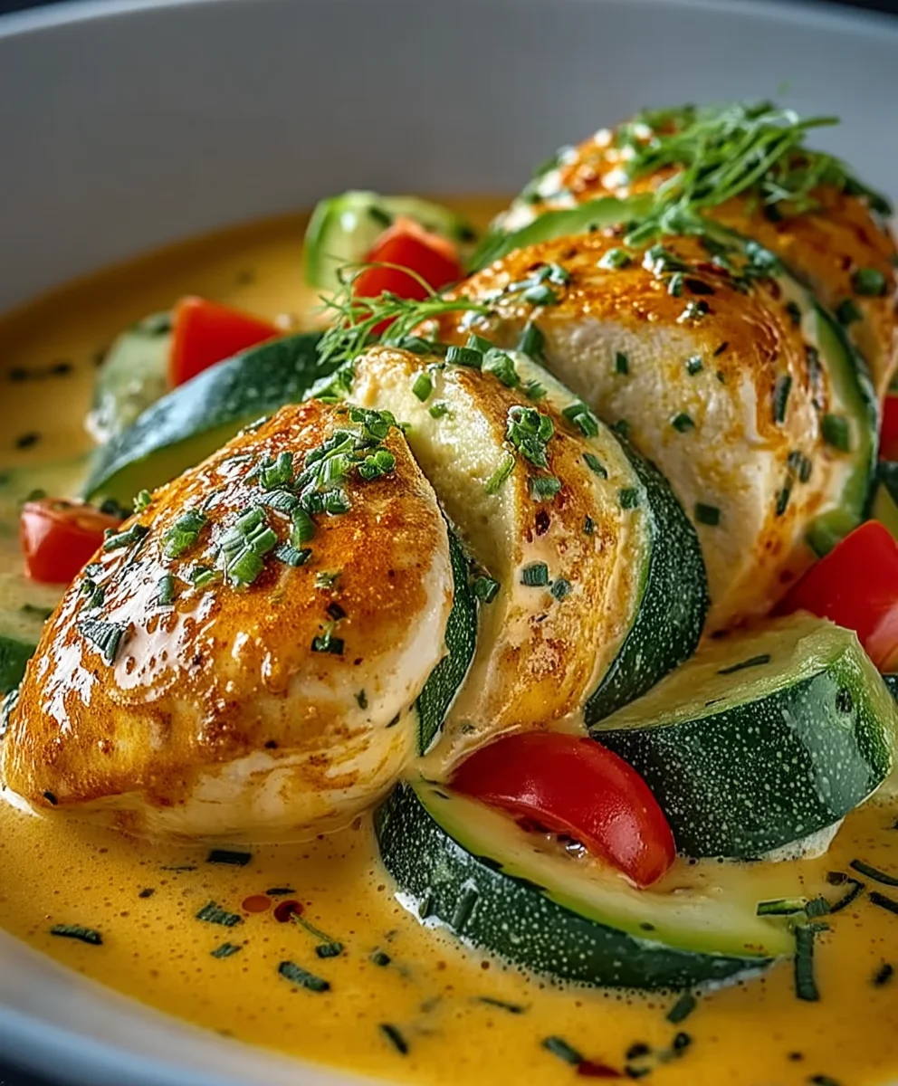 Ultimatives Hähnchen: Paprika, Zucchini & Sahne Sauce!
