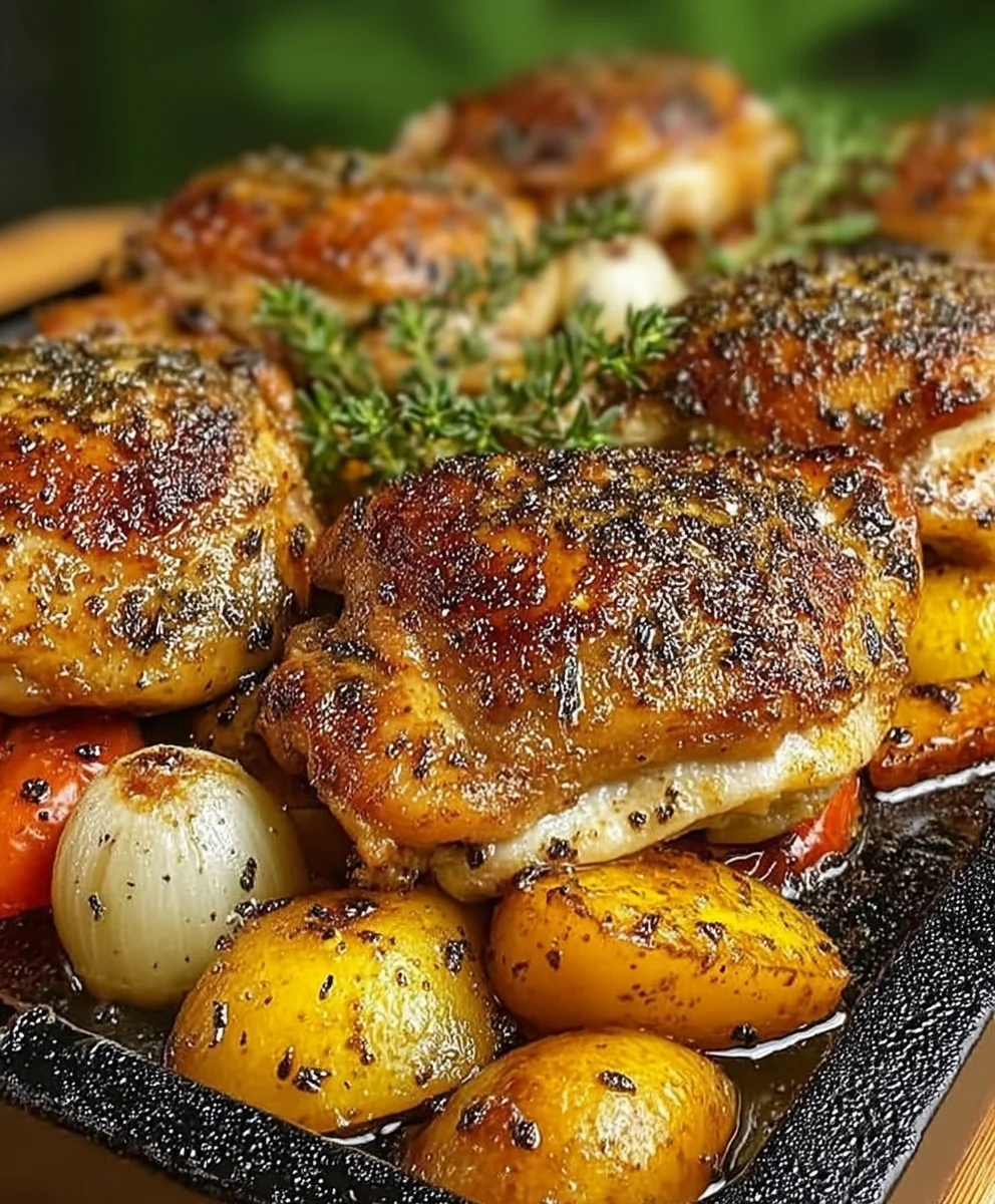 Ultimatives Knuspriges Knoblauch Hähnchen & Ofengemüse Rezept