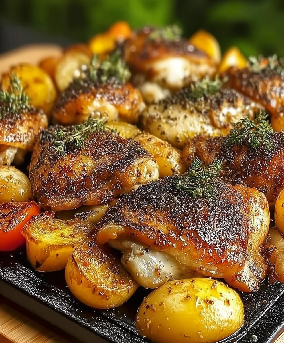 Ultimatives Knuspriges Knoblauch Hähnchen & Ofengemüse Rezept