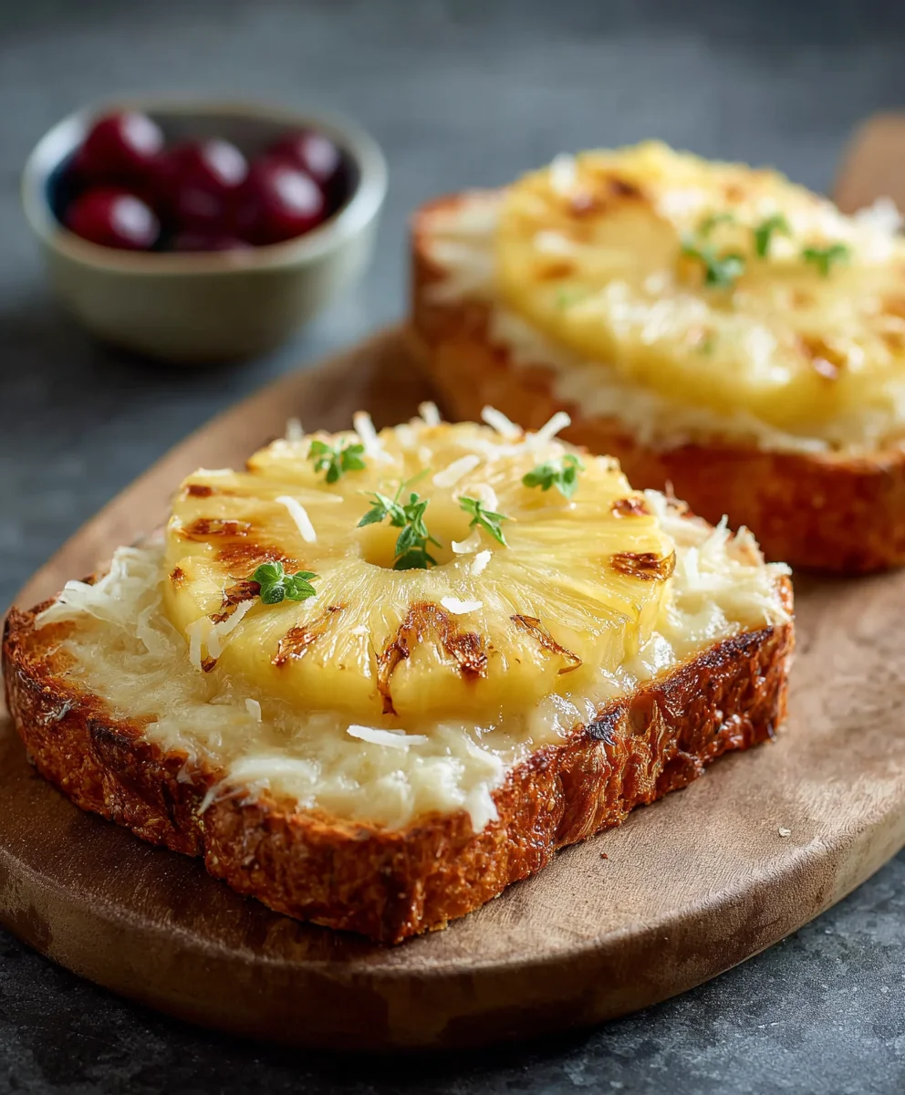 Klassischer Toast Hawaii aus dem Ofen: Rindfleisch & Ananas