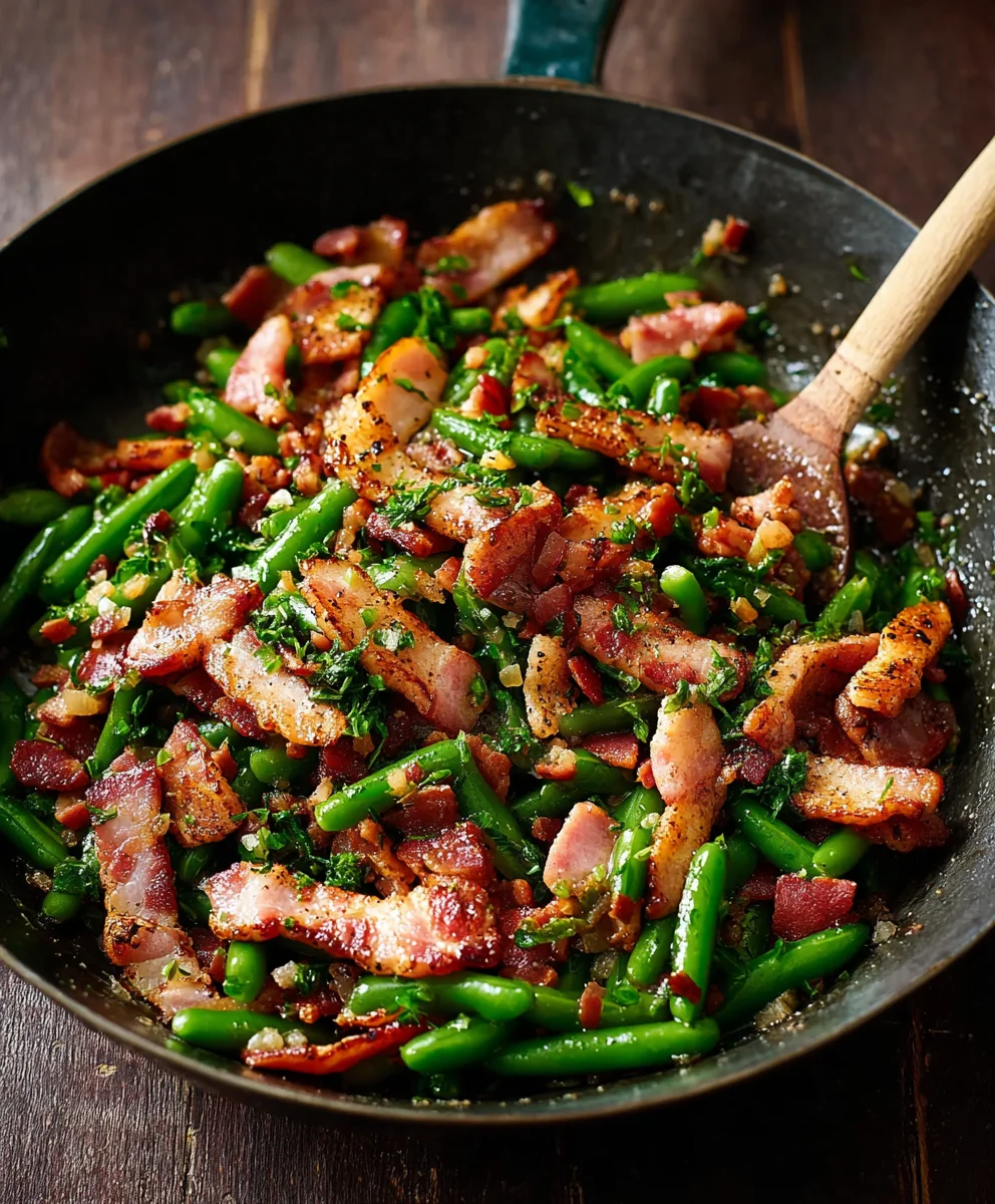Leichtes Bohnen Rinder-Speck Pfannen Rezept – schnell & lecker