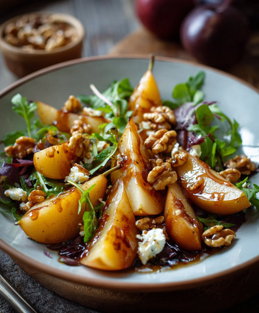 Herbstsalat Karamellisierte Birnen Walnuss