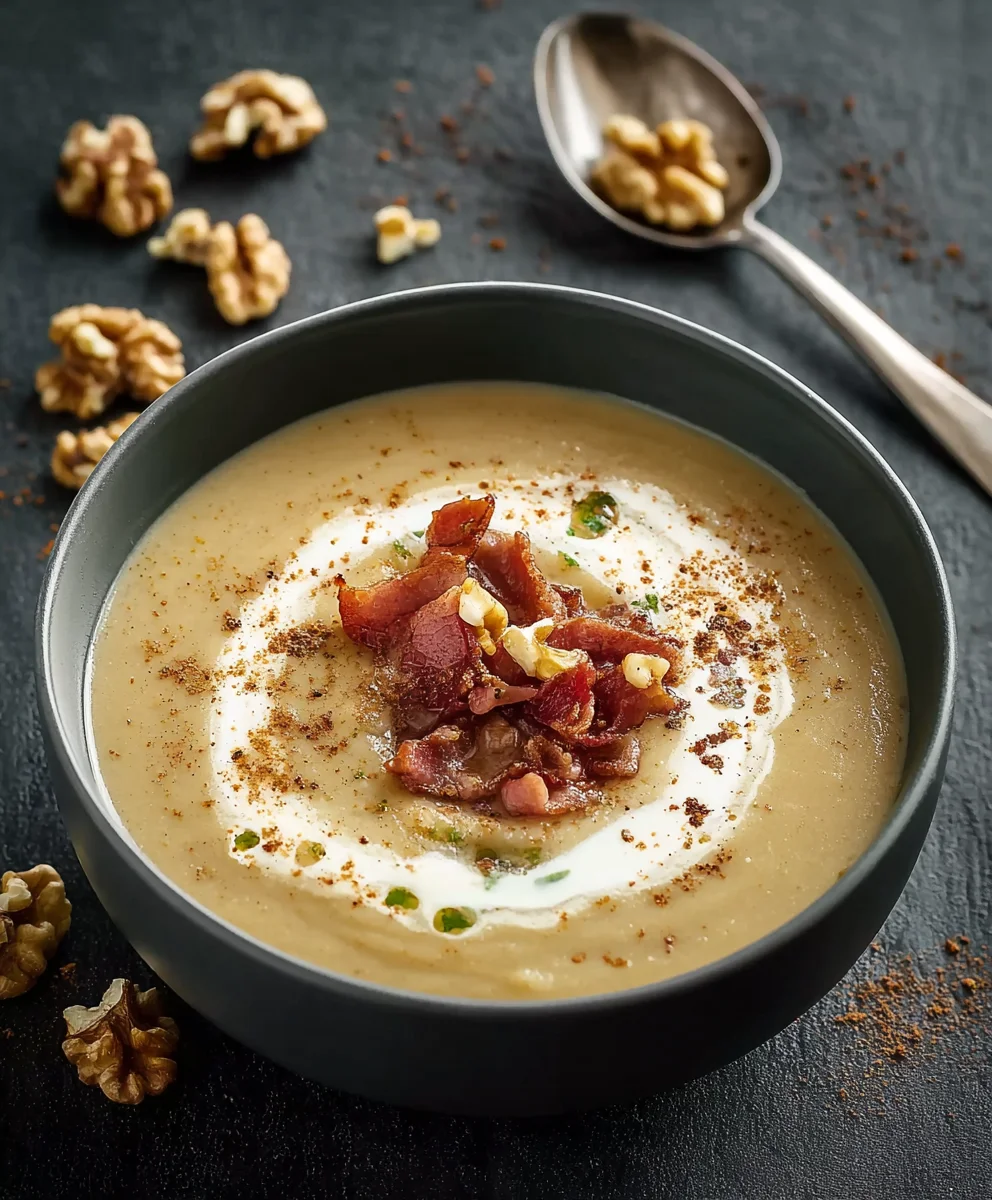 Cremige Maronensuppe mit Rinder-Würzfleisch & Walnuss