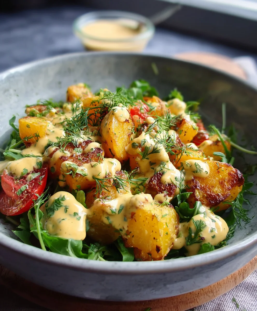 Honig Senf Rostkartoffelsalat aus der Heissluftfritteuse
