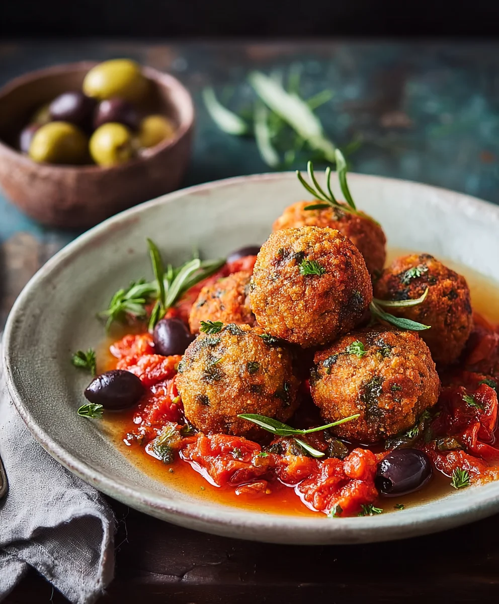 Bohnenballen mit intensivem Oliven-Tomaten-Sugo – unwiderstehlich!
