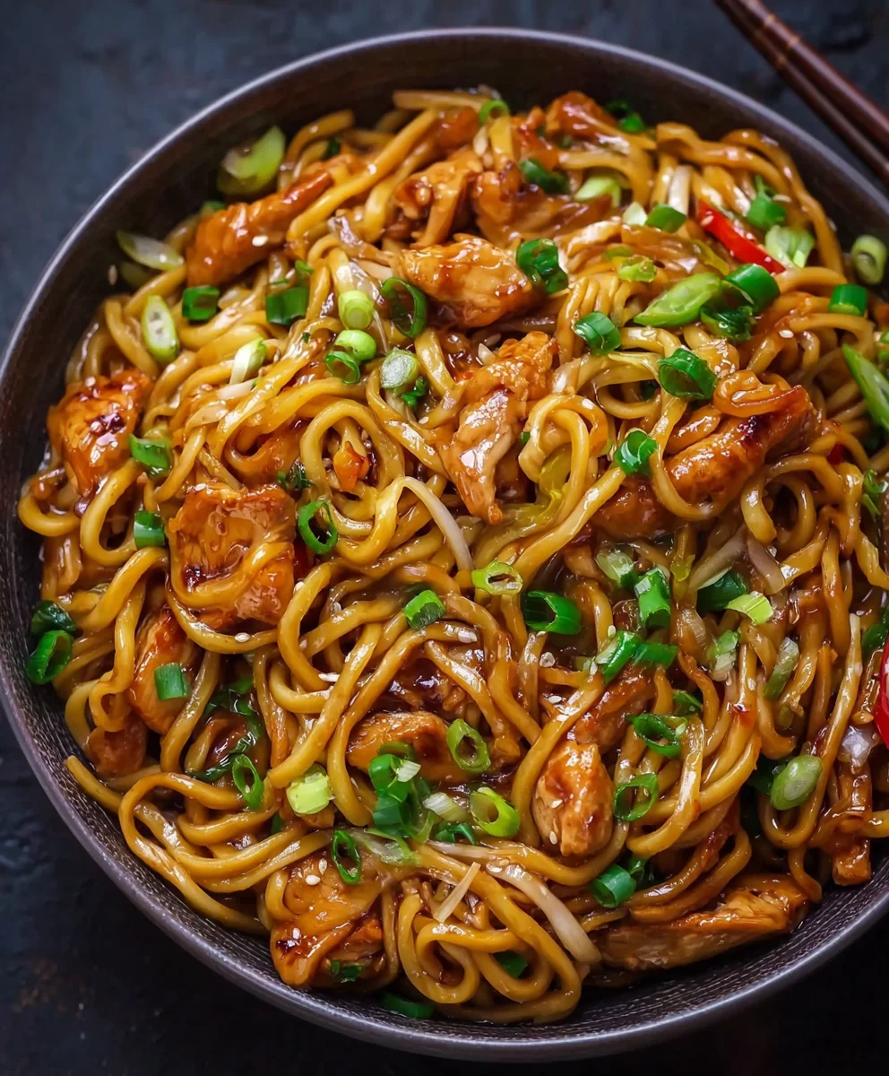 Klebrige Knoblauch Hähnchen Nudeln Rezept – Schnell & Lecker!