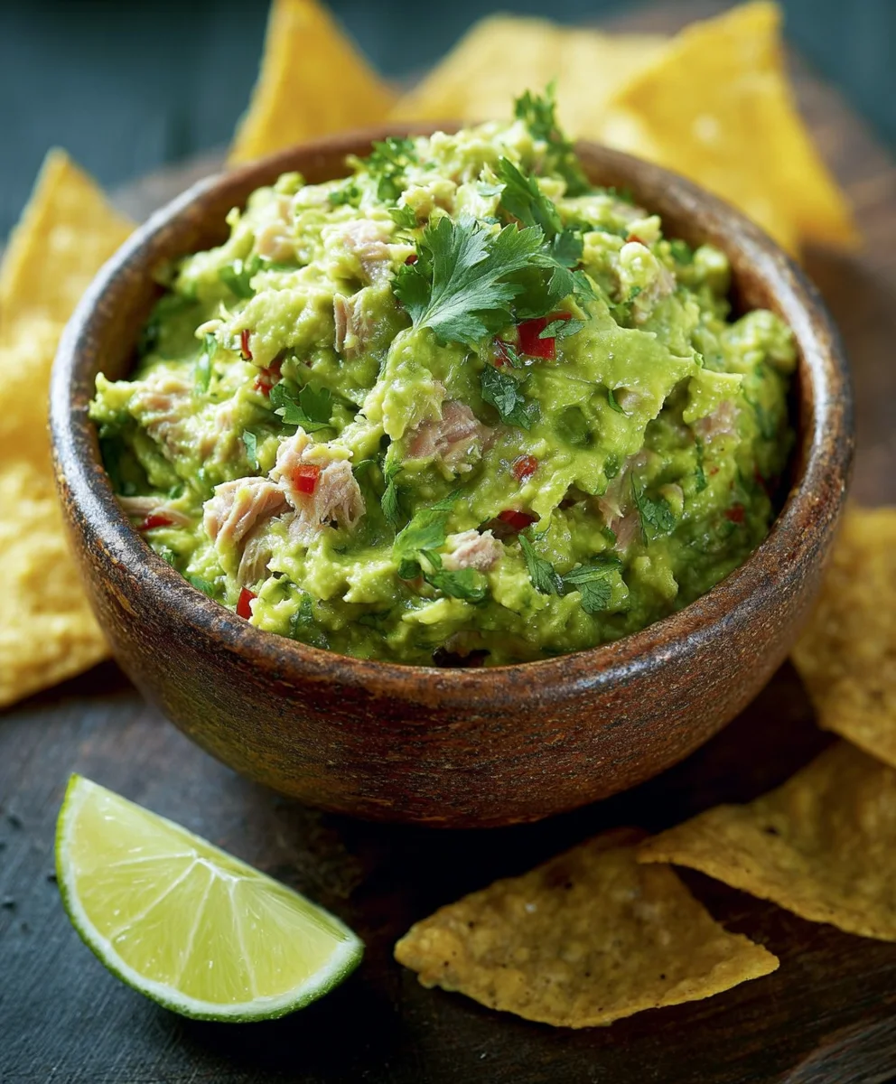 Cremige Thunfisch Guacamole mit Avocado & Schalotten