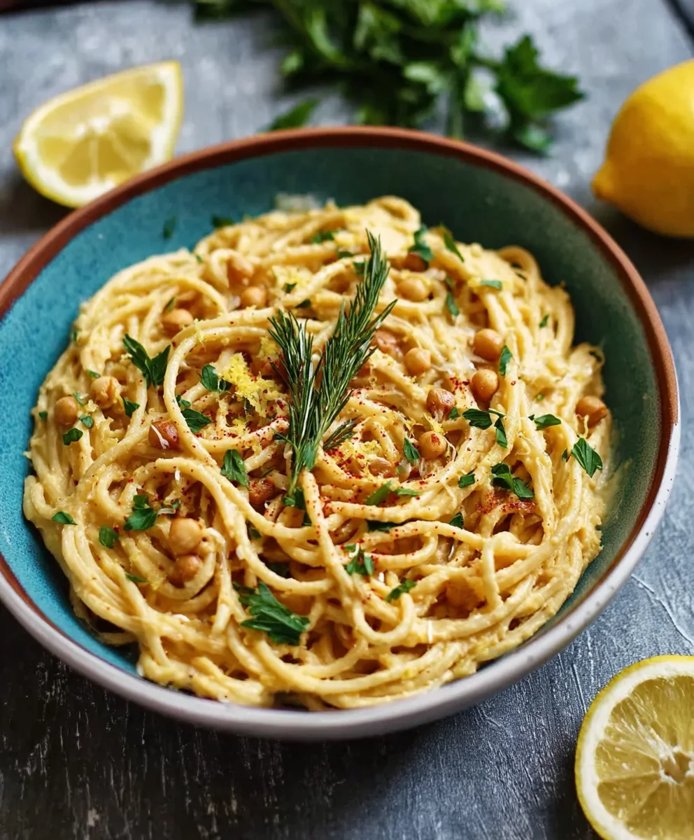 Zitronige Hummus Pasta