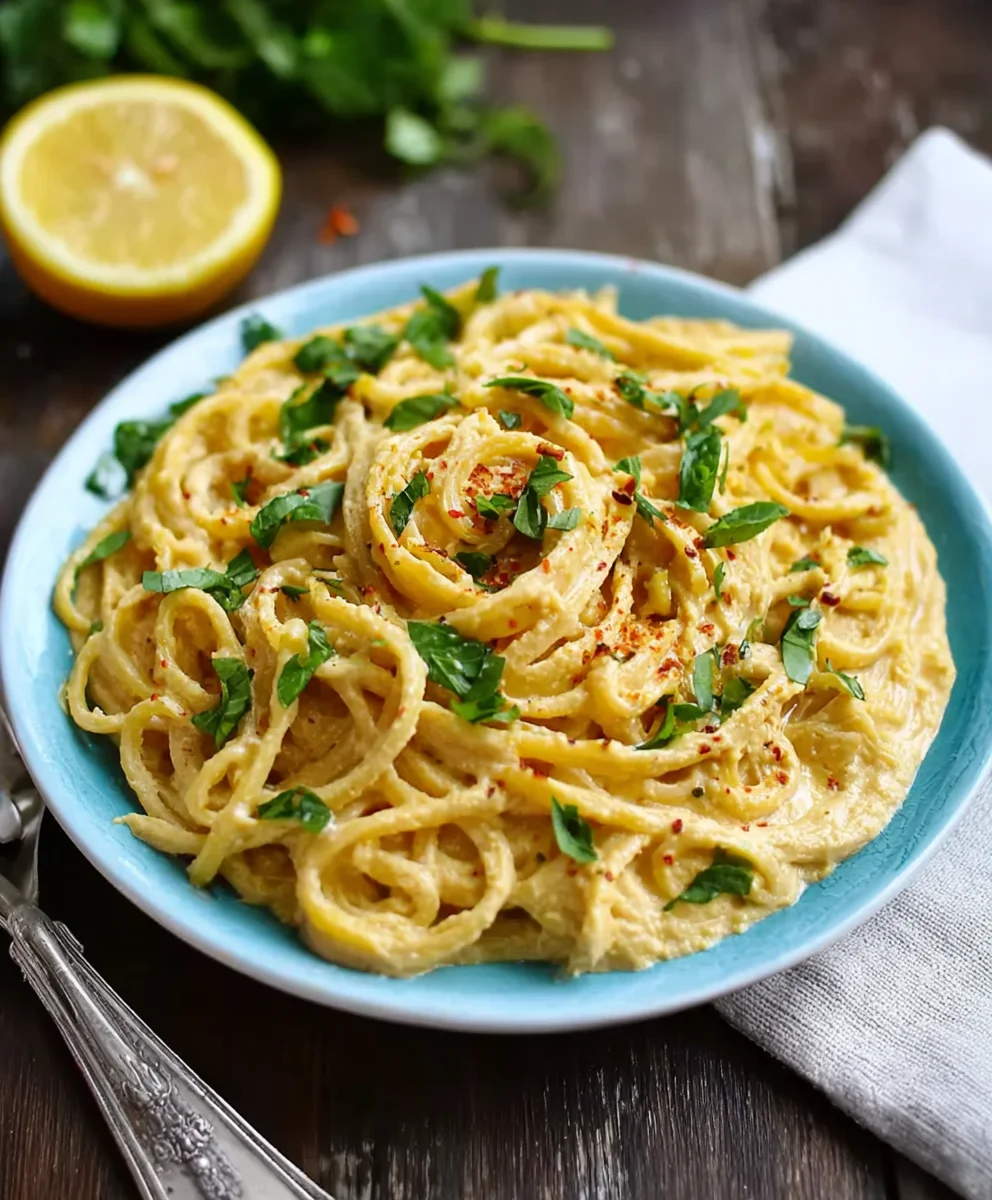 Zitronige Hummus Pasta