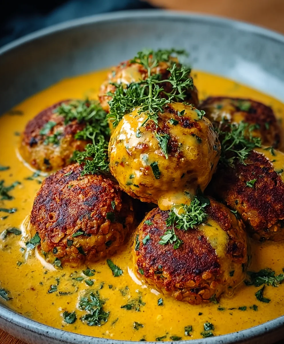 Schnelle Vegane Linsenknödel in Curry Sauce – Einfach Köstlich