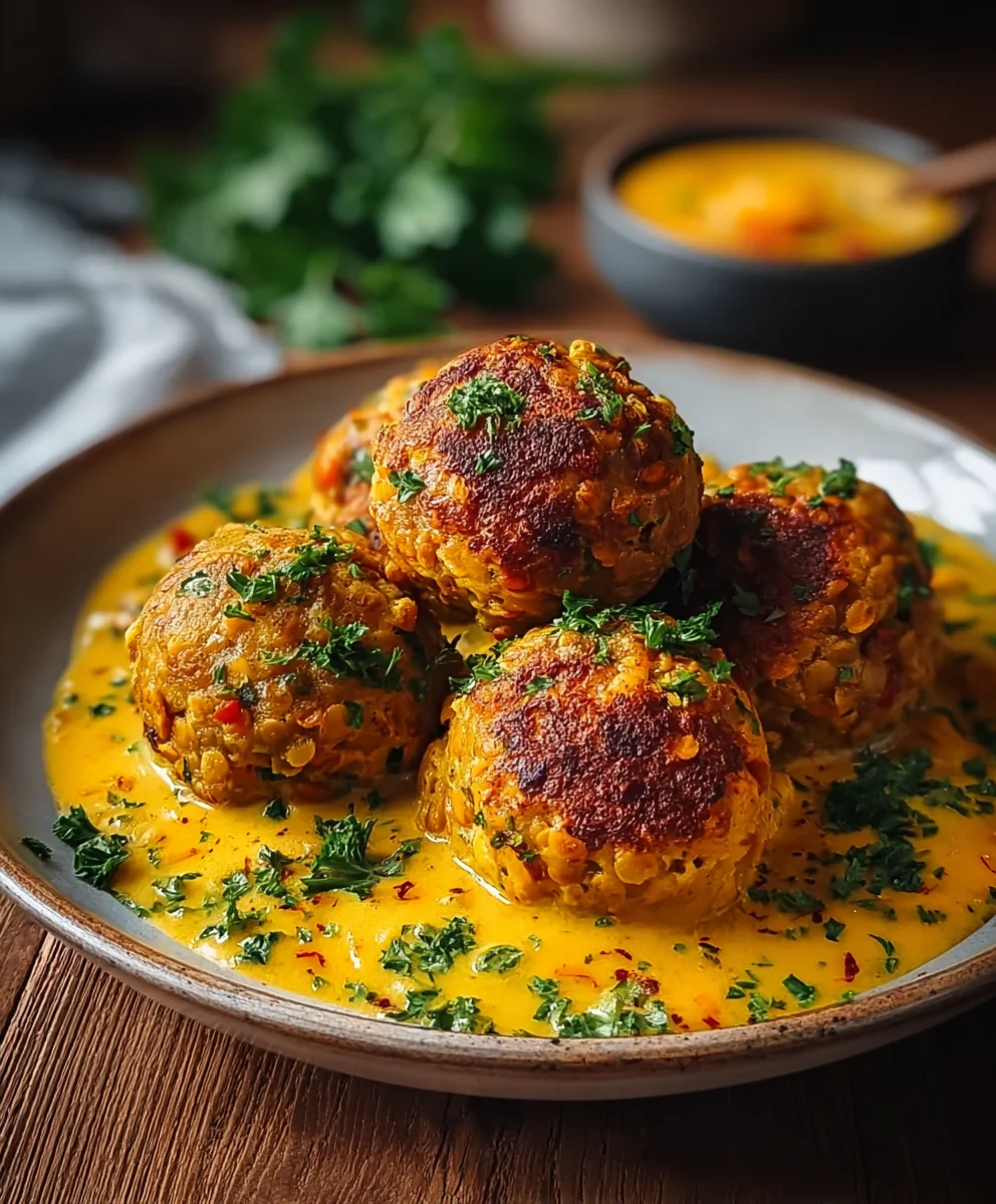 Schnelle Vegane Linsenknödel in Curry Sauce – Einfach Köstlich