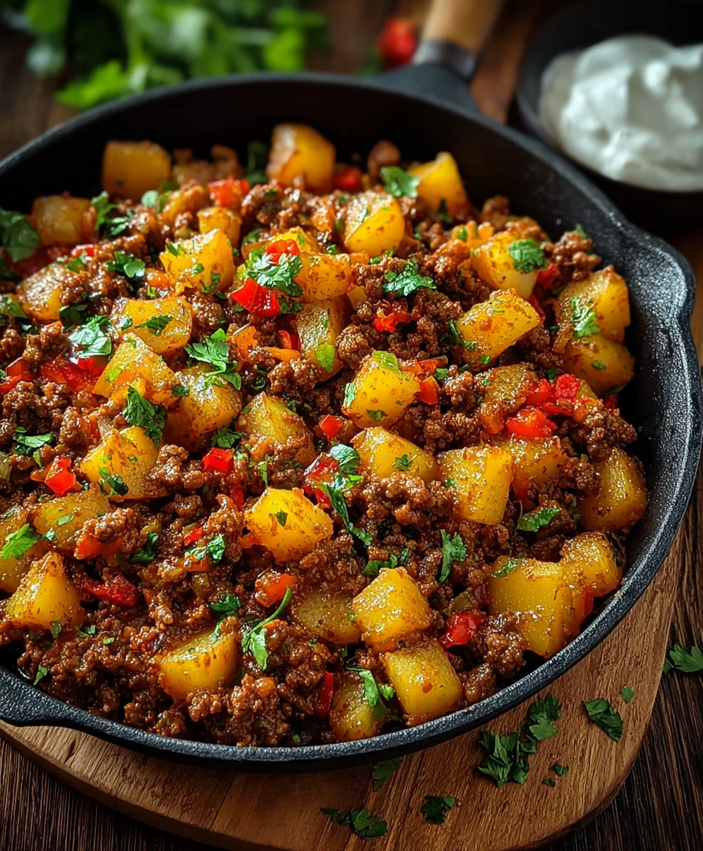 Ultimative Mexikanische Hackfleisch Pfanne mit Kartoffeln
