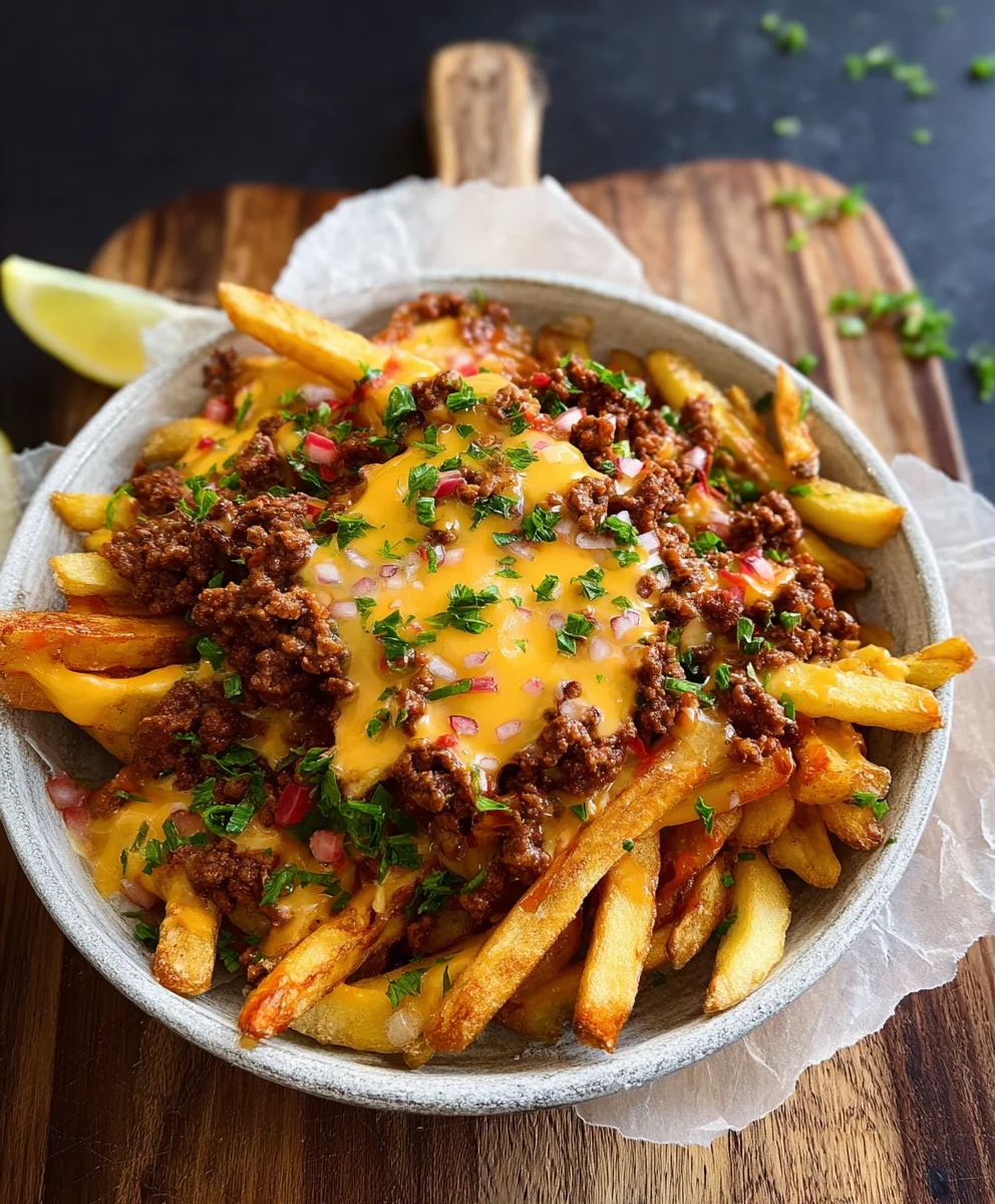 Unwiderstehliche Loaded Fries mit Rinderhack & Cheddar