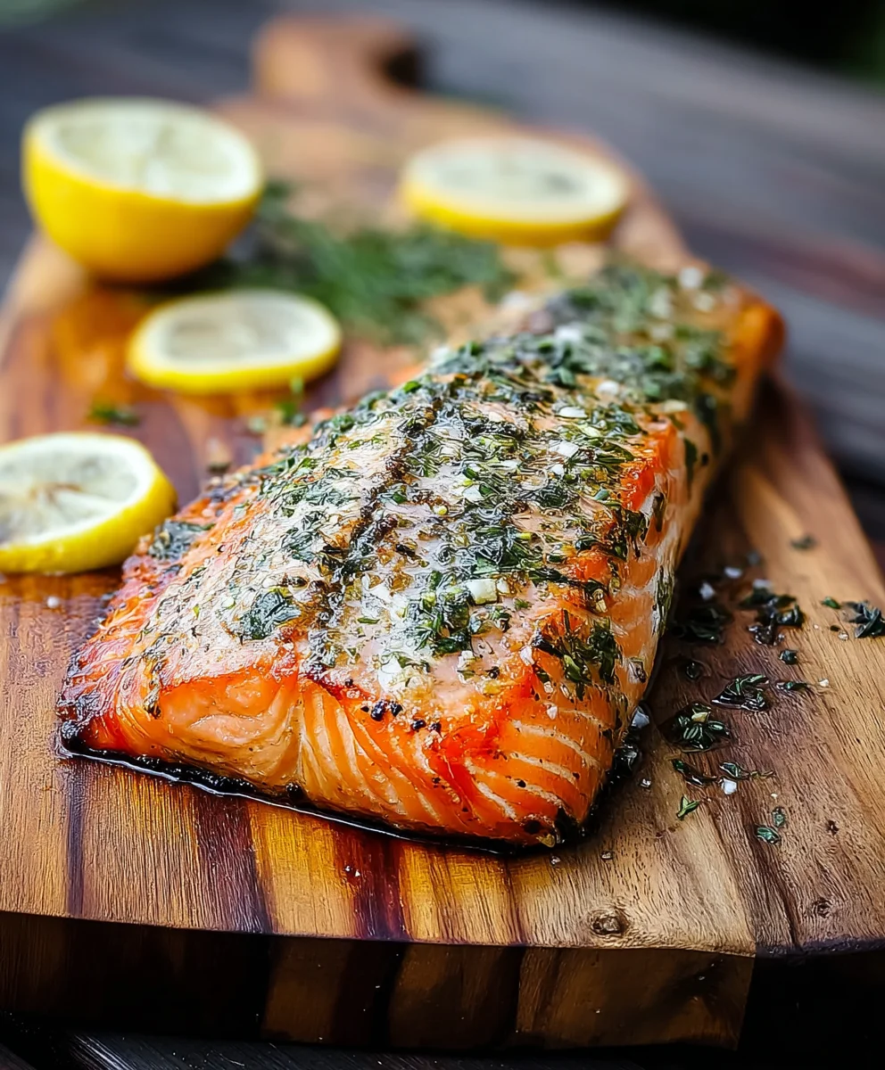 Saftiges Lachsfilet vom Räucherbrett mit Kräuter-Limette