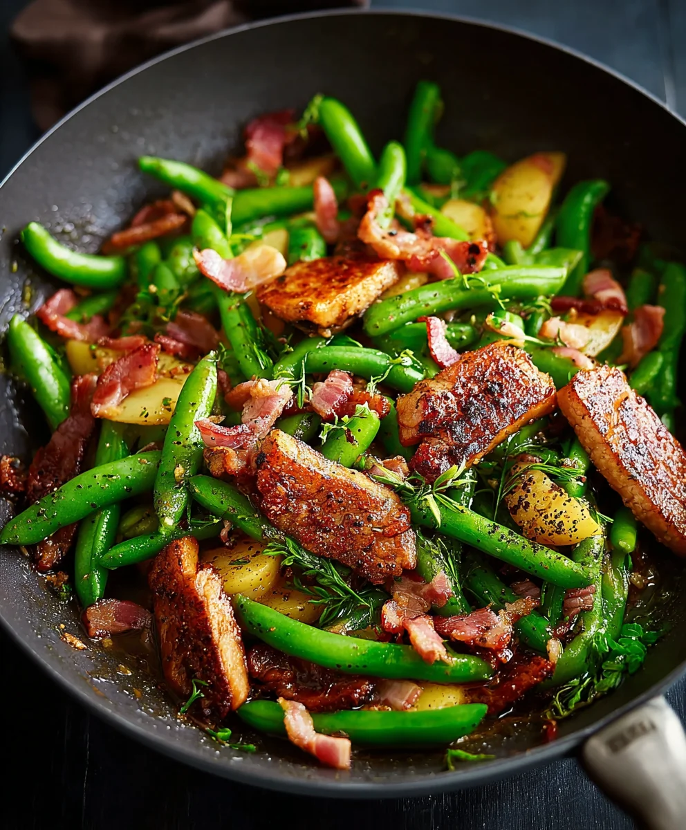 Leichtes Bohnen Rinder-Speck Pfannen Rezept – schnell & lecker