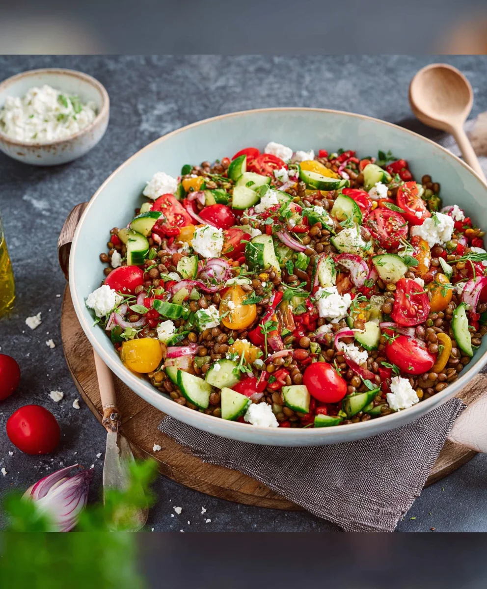 Mediterraner Linsen Feta Salat: Frisch, gesund & einfach!