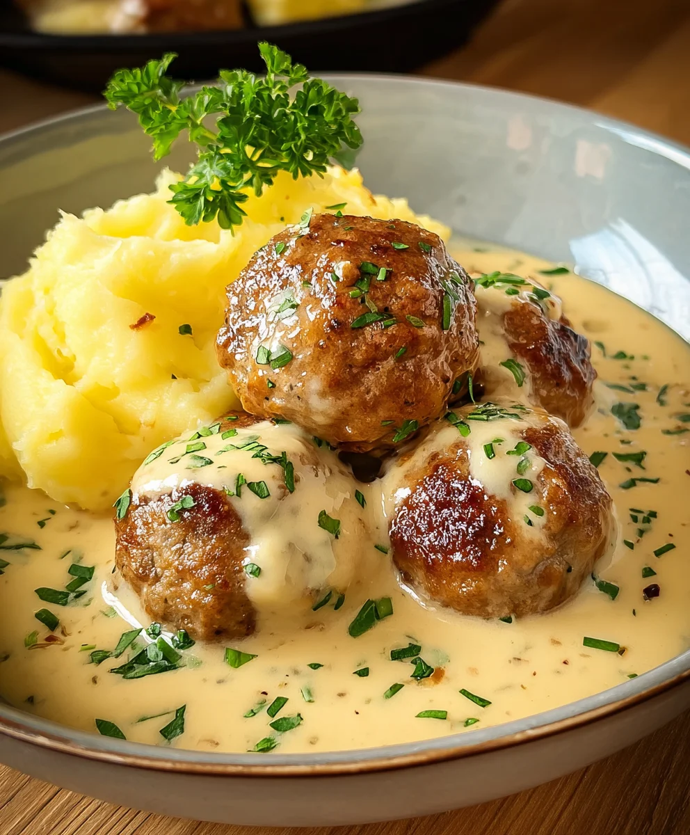 Hackbällchen: Herzhaft mit Kartoffelpüree & cremiger Sauce