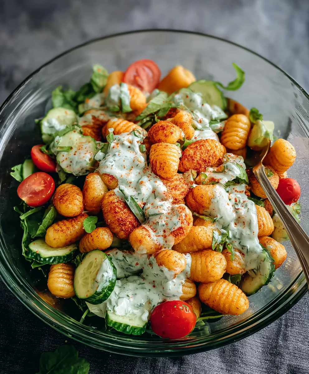 Knuspriger Gnocchi-Salat mit Joghurt-Dressing