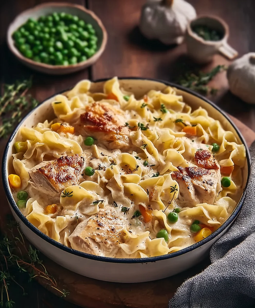 Herzhafte Hühnerpasteten-Nudel-Pfanne | Einfach & Lecker