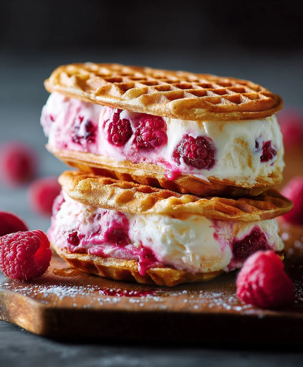 Himbeer-Eis-Sandwich: Non-Alkohol Waffel Traum