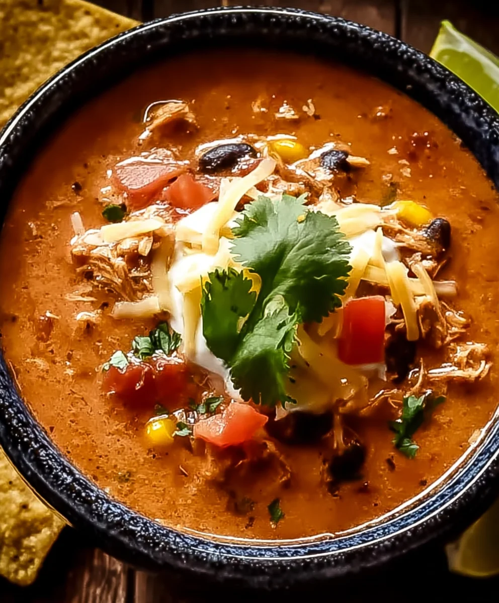 Proteinreiche Hähnchen Taco Suppe | Cremig & Lecker