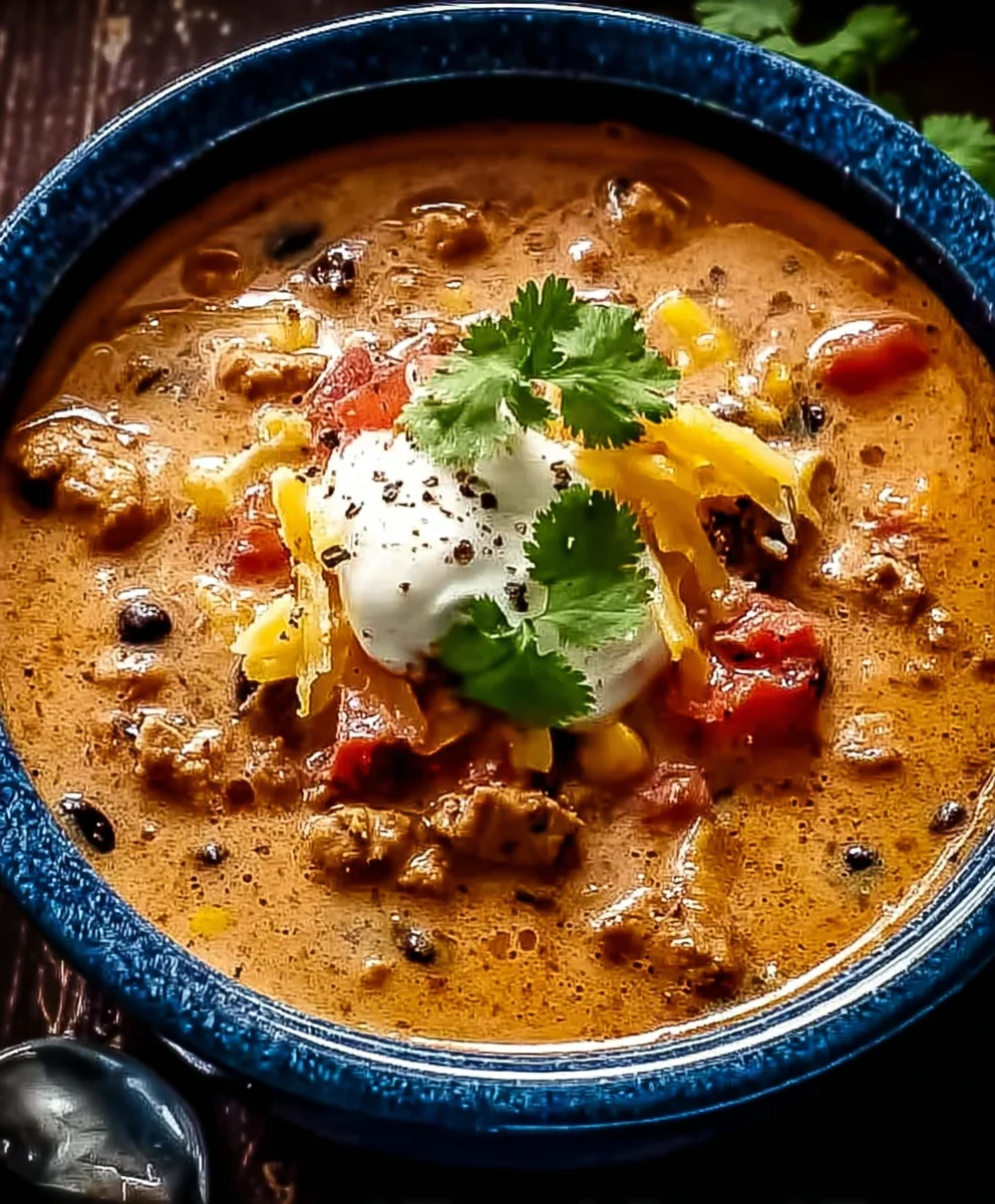 Proteinreiche Hähnchen Taco Suppe | Cremig & Lecker