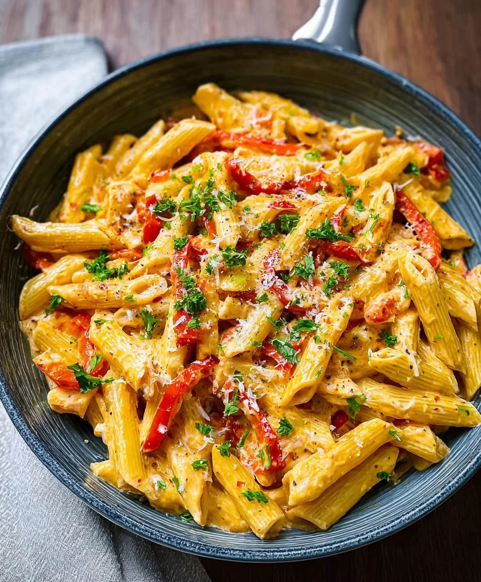 Penne in cremiger Paprika-Sauce | Einfaches Rezept