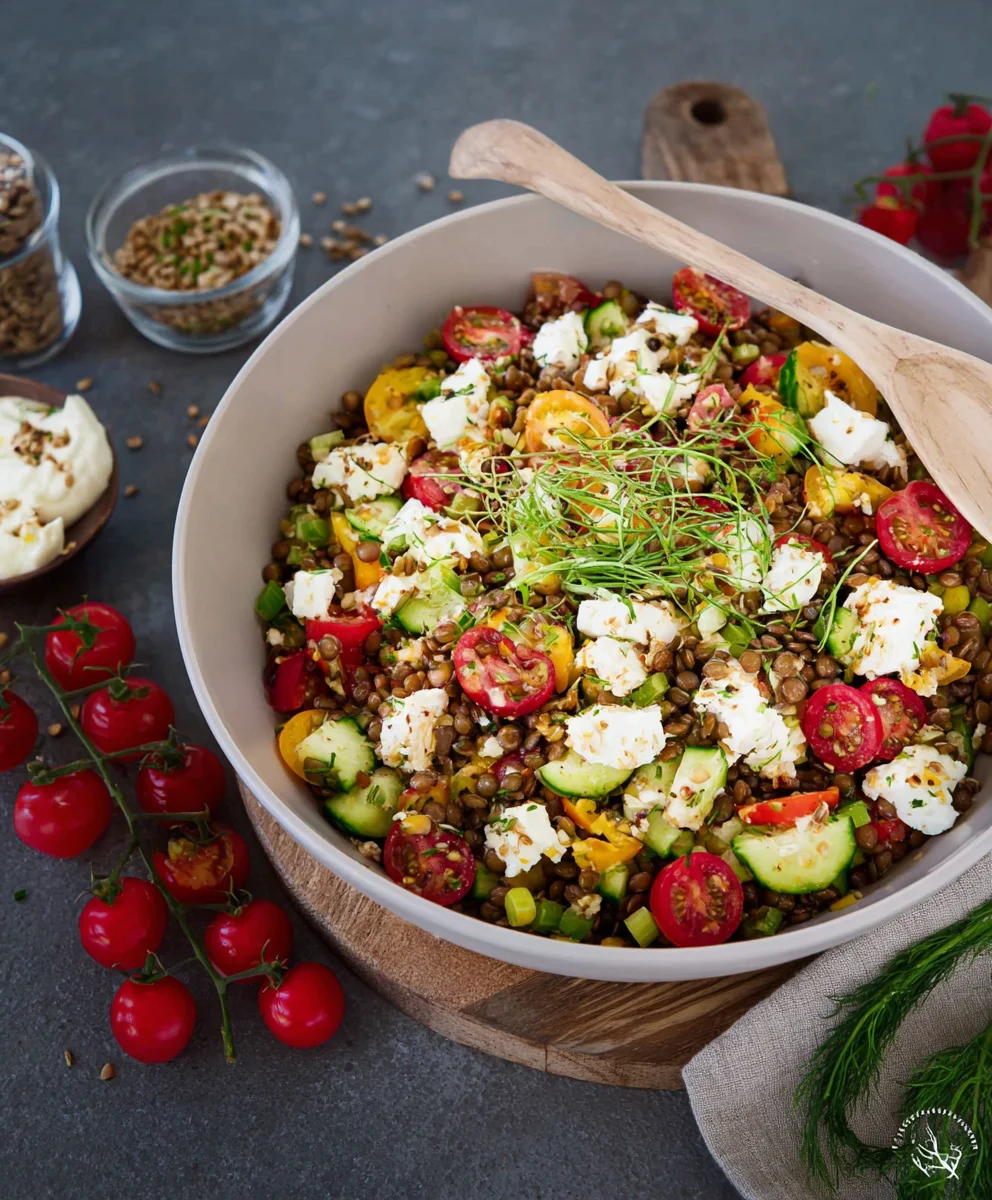 Mediterraner Linsen Feta Salat: Frisch, gesund & einfach!