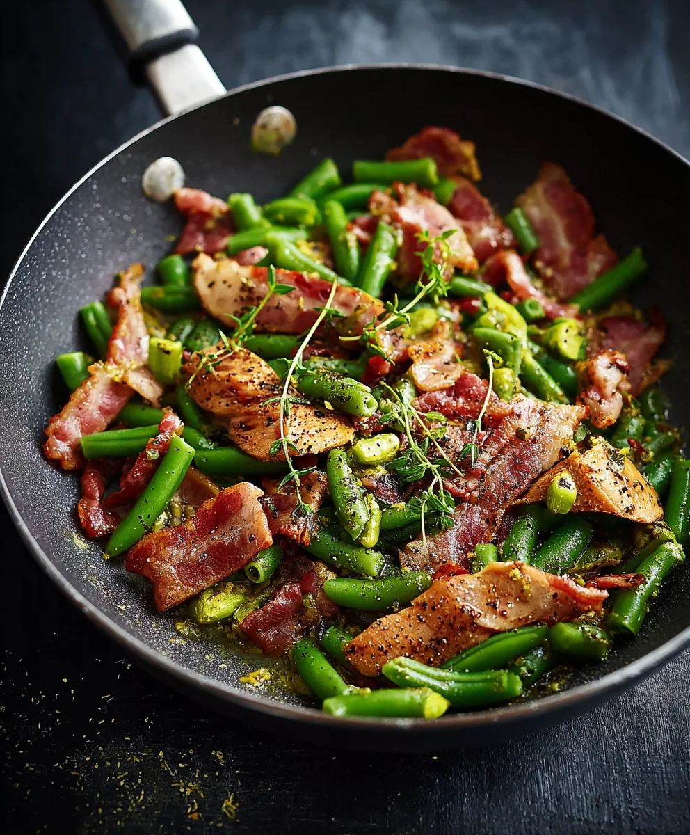 Bohnen Speck Pfanne (Rind) mit Senf - Einfach & Lecker!