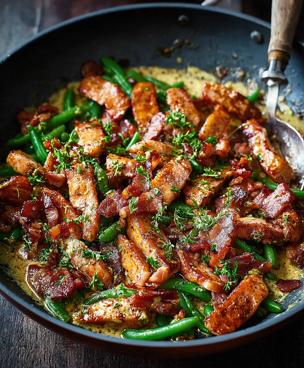 Bohnen Speck Pfanne (Rind) mit Senf - Einfach & Lecker!