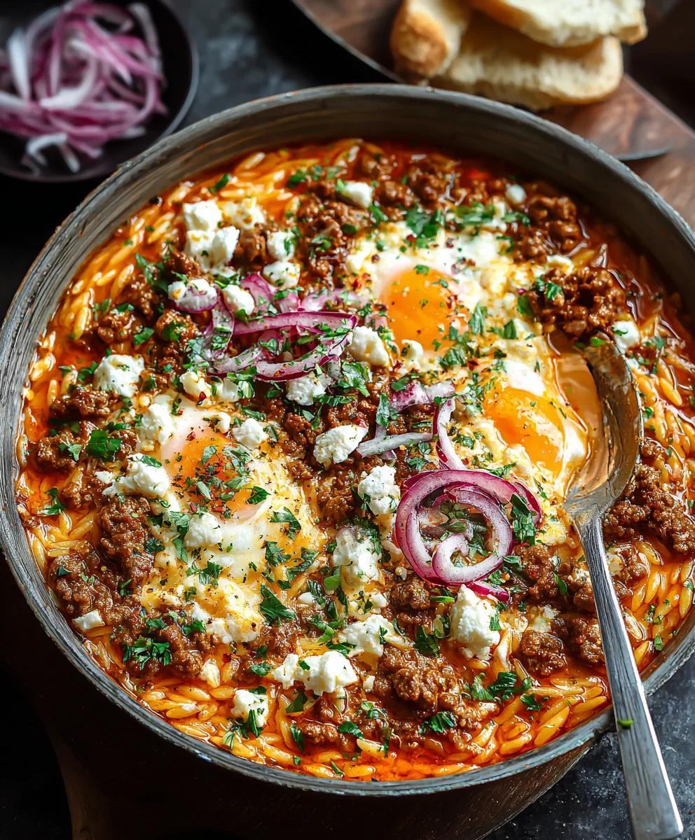 Kritharaki-Pfanne mit Rinderhack, Feta & Genuss