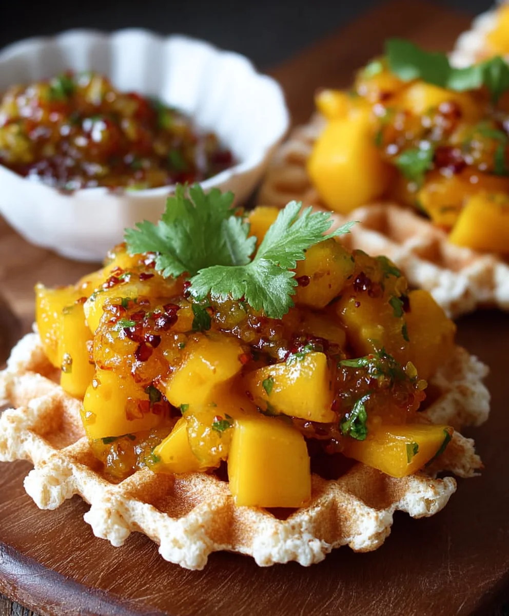 Mango Chutney auf Reiswaffeln: Süß & Herzhaft