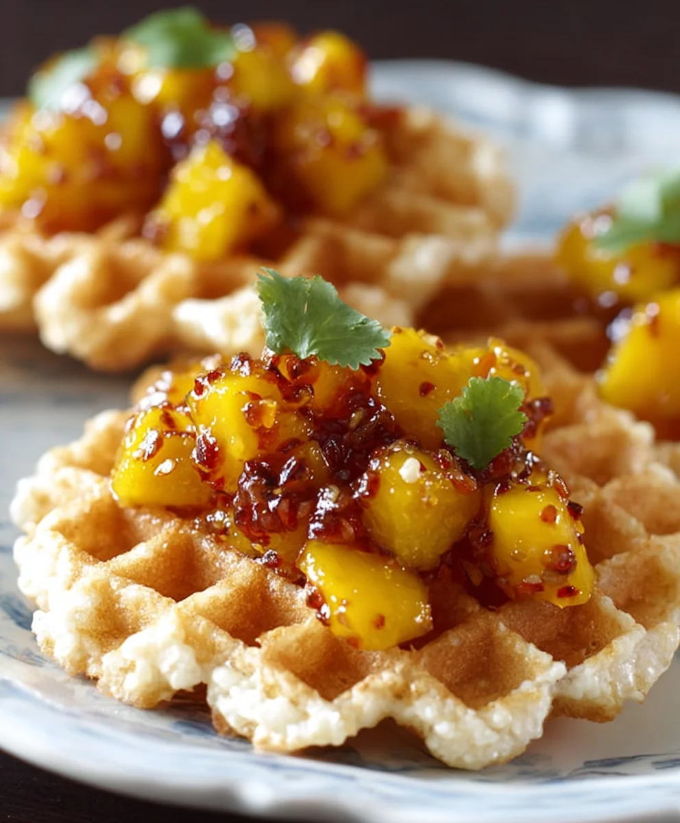 Mango Chutney auf Reiswaffeln: Süß & Herzhaft