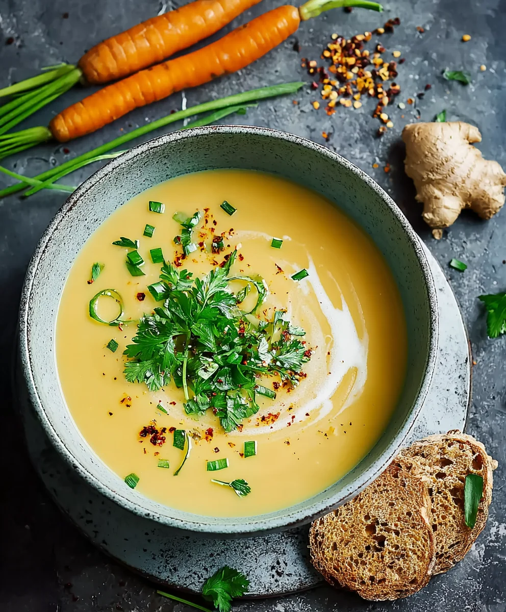 Möhren Ingwer Suppe mit Schmand: Cremig & Würzig