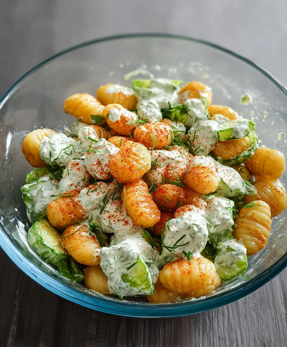 Knuspriger Gnocchi-Salat mit Joghurt-Dressing