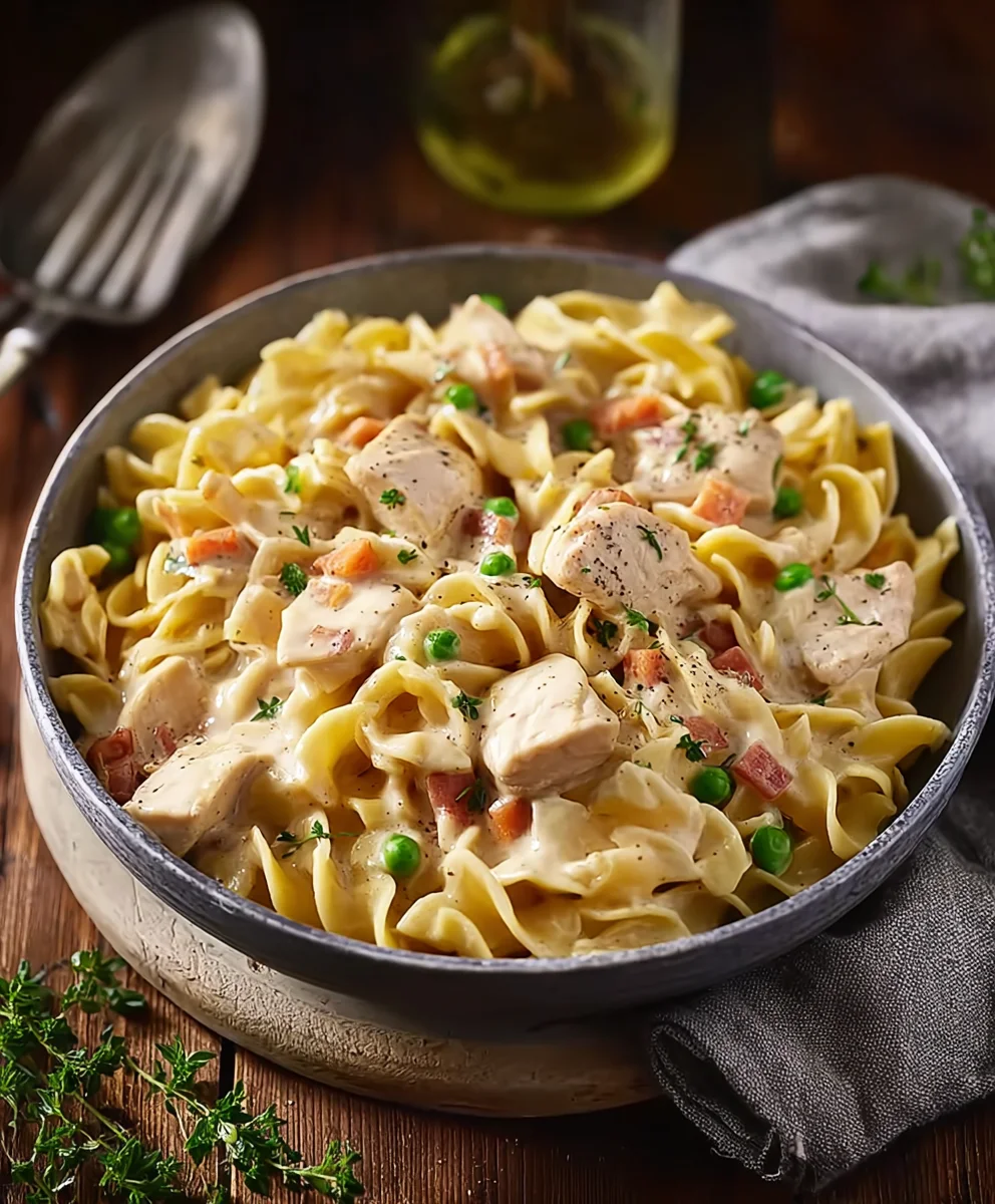 Herzhafte Hühnerpasteten-Nudel-Pfanne | Einfach & Lecker