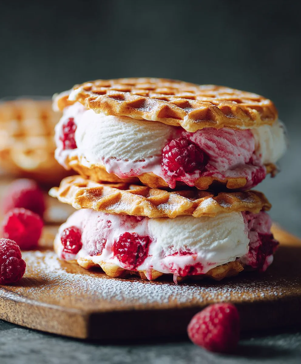 Himbeer-Eis-Sandwich: Non-Alkohol Waffel Traum