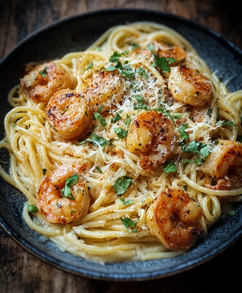 Garnelen-Spaghetti: Knoblauch-Frischkäse-Traum