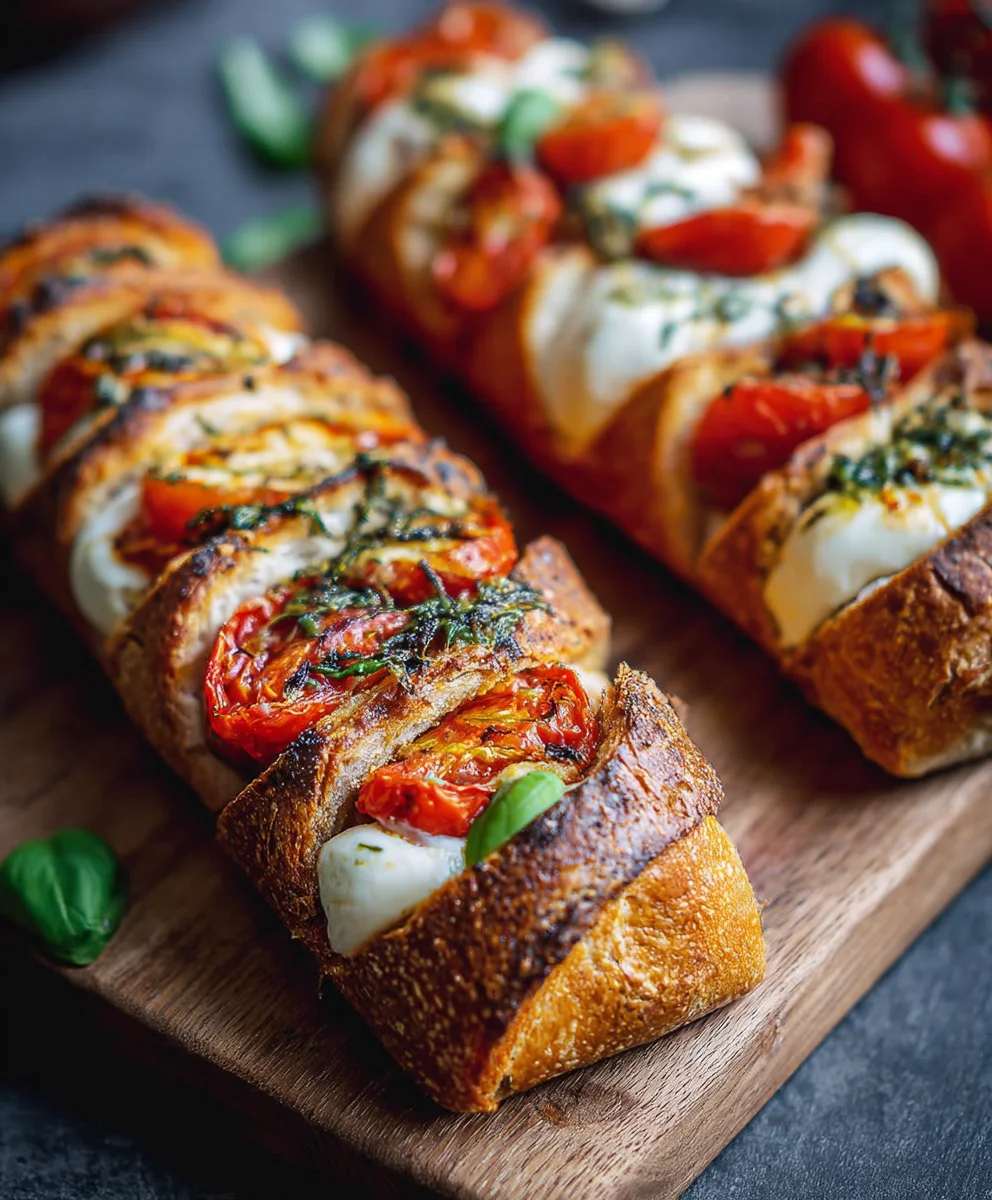 Fächerbaguette: Tomate Mozzarella in Heißluftfritteuse