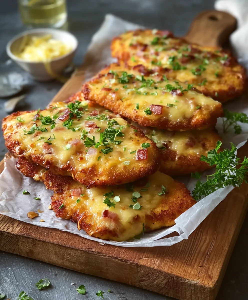 Überbackene Partyschnitzel: Einfach mit Käse & Sahne