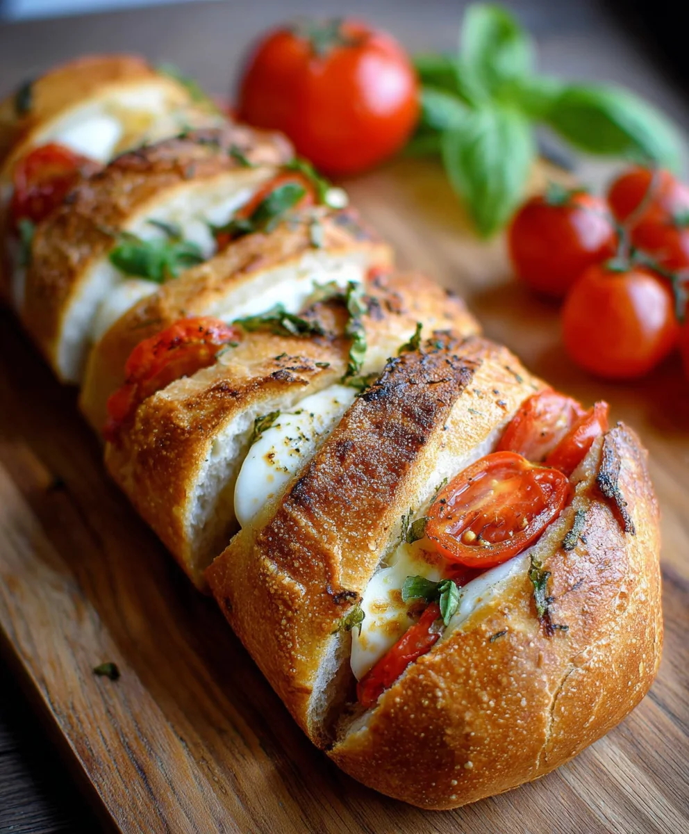 Fächerbaguette: Tomate Mozzarella in Heißluftfritteuse