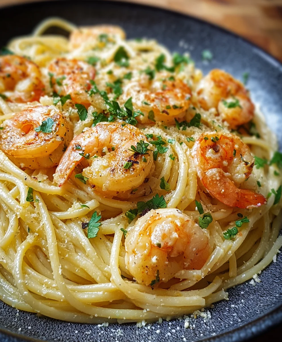 Garnelen-Spaghetti: Knoblauch-Frischkäse-Traum