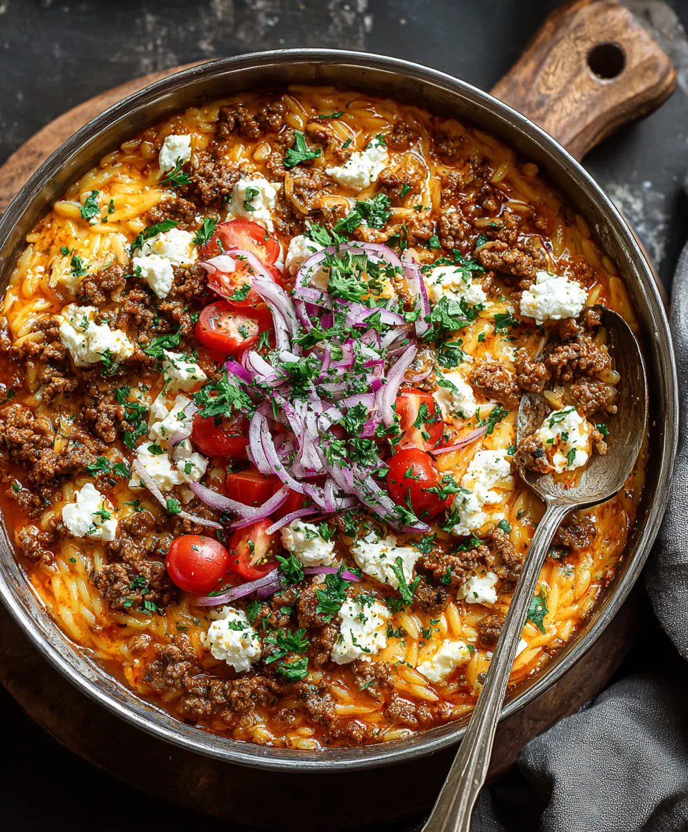 Kritharaki-Rinderhack-Pfanne mit Feta: Einfach lecker!