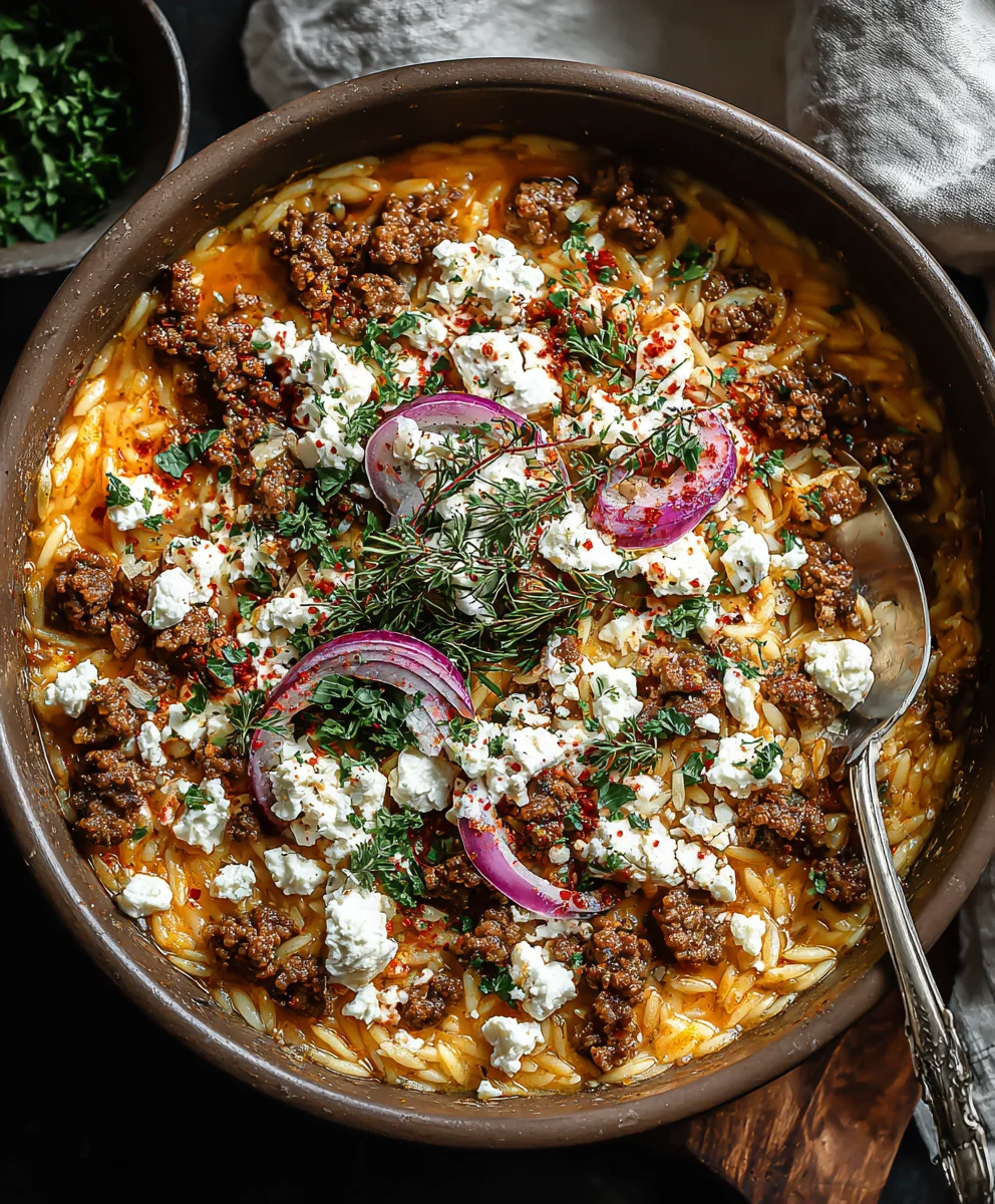 Kritharaki-Rinderhack-Pfanne mit Feta: Einfach lecker!