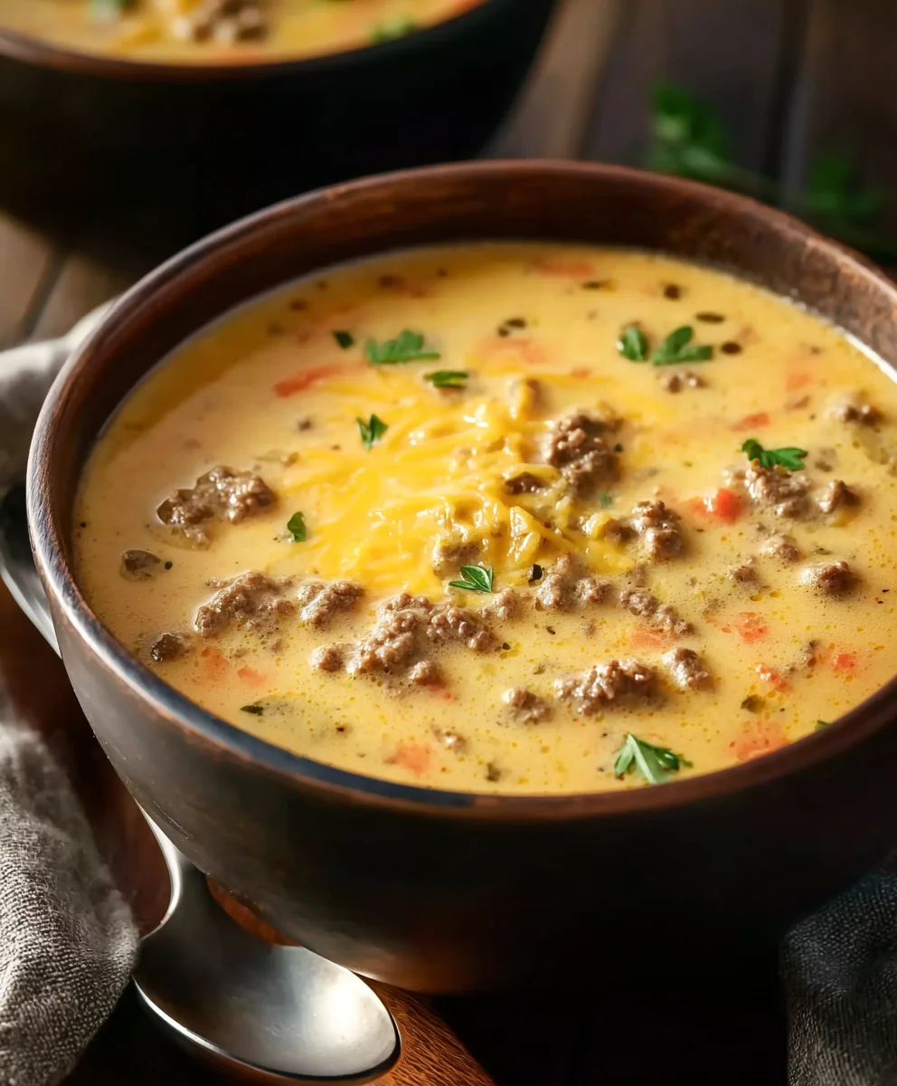 Einfache Cheeseburger-Suppe (Rindfleisch)